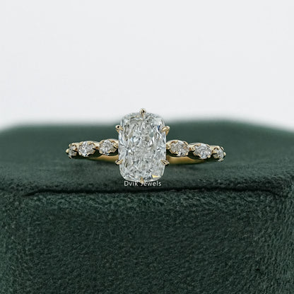 Cushion Diamond Accent Engagement Ring