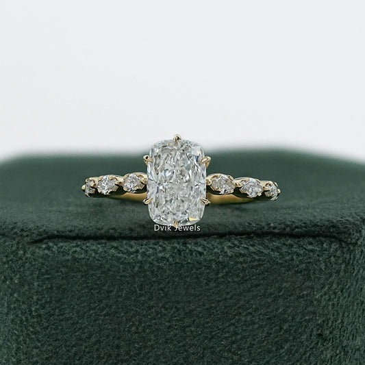 Cushion Diamond Accent Engagement Ring Ring