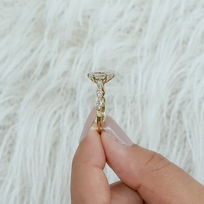 Cushion Diamond Accent Engagement Ring