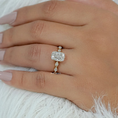 Cushion Diamond Accent Engagement Ring