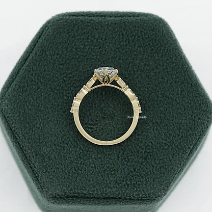 Cushion Diamond Accent Engagement Ring
