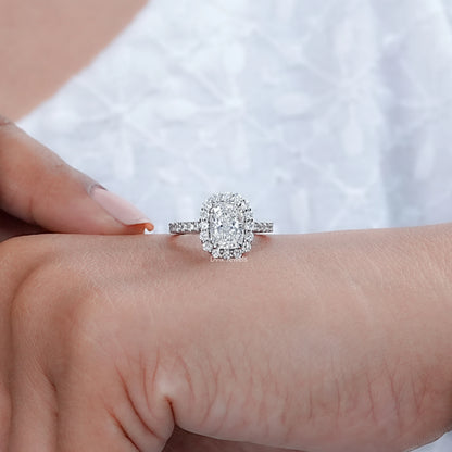 Cushion Cut Lab Diamond Halo Engagement Ring