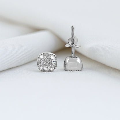 Eco Friendly Cushion Cut Diamond Milgrain Stud Earrings