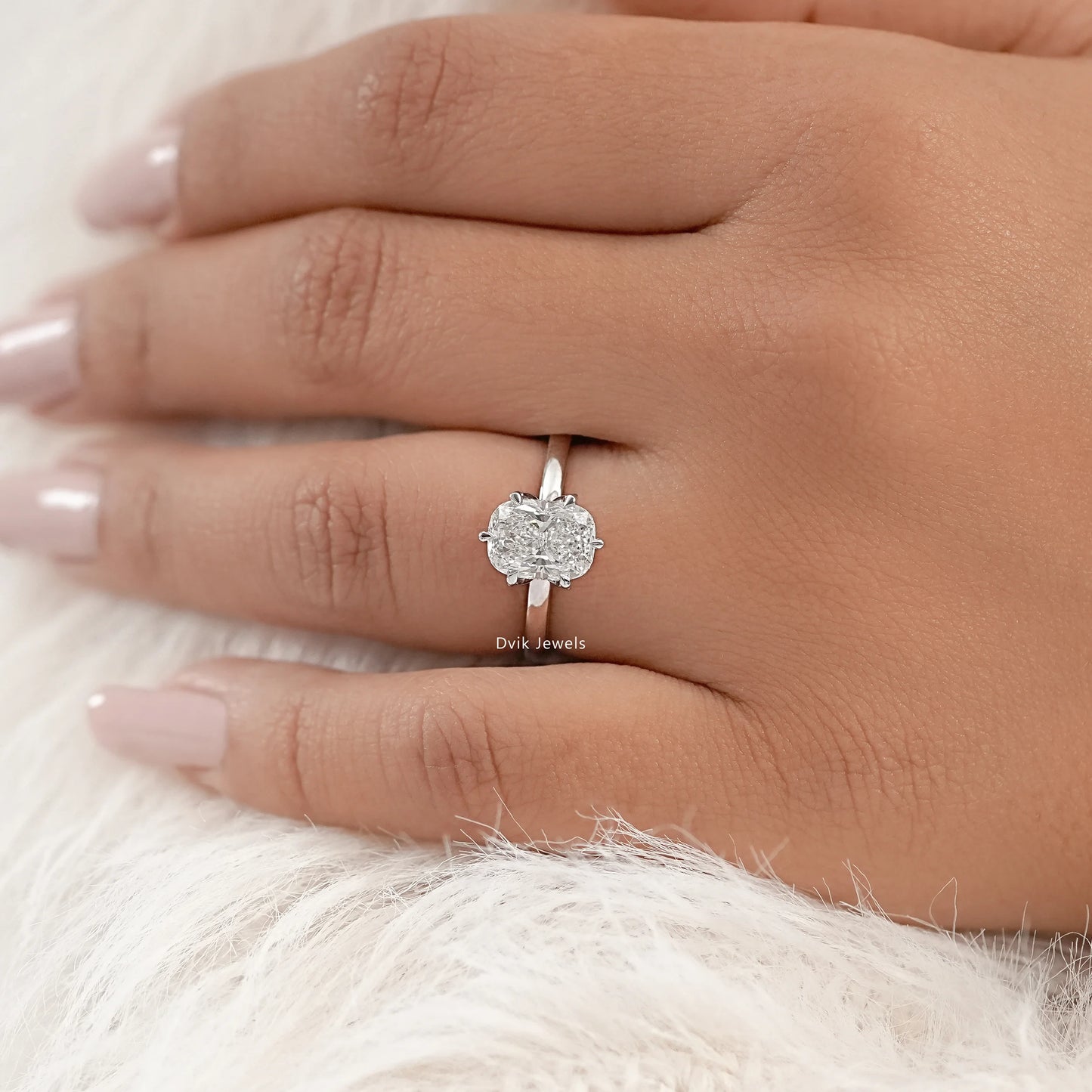 Lab Grown Cushion Diamond Tulip Solitaire Ring