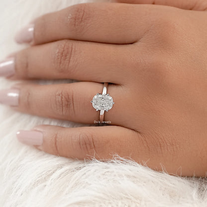Lab Grown Cushion Diamond Tulip Solitaire Ring