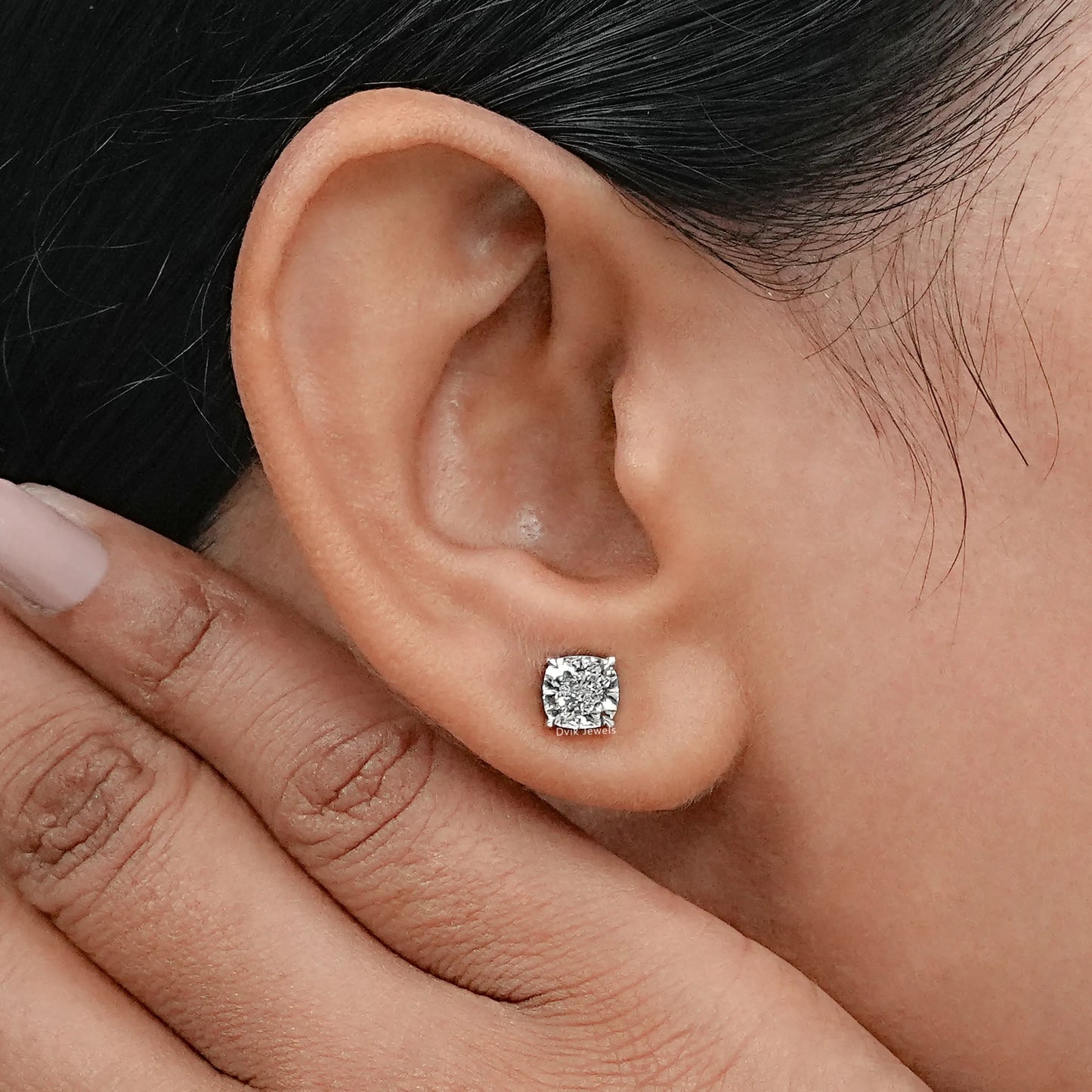 Cushion Lab Grown Diamond Stud Earring