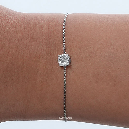 Cushion Cut Lab Diamond Solitaire Bracelet