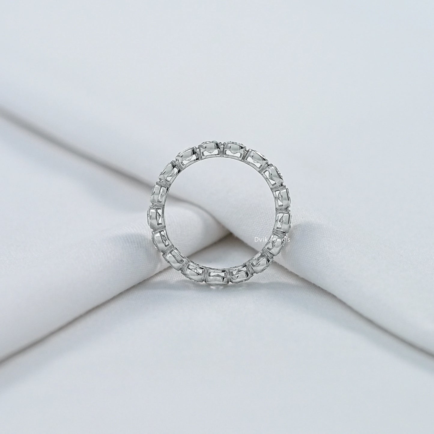 Cushion Cut Bezel Set Lab Diamond Full Eternity Band