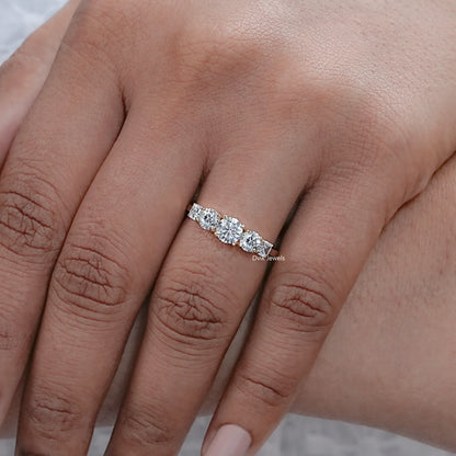 Five Stone Round And Cushion Diamond Ring