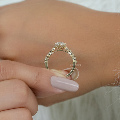 Cushion Diamond Accent Engagement Ring