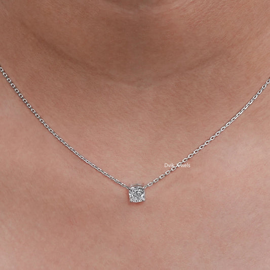 Lab grown Diamond Cushion Cut Solitaire Pendant