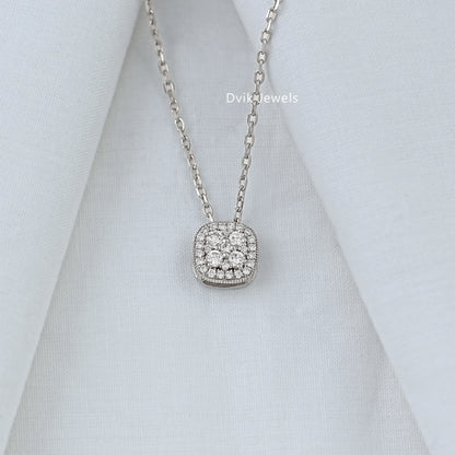 Round Diamond Cluster Halo Pendant Pendant
