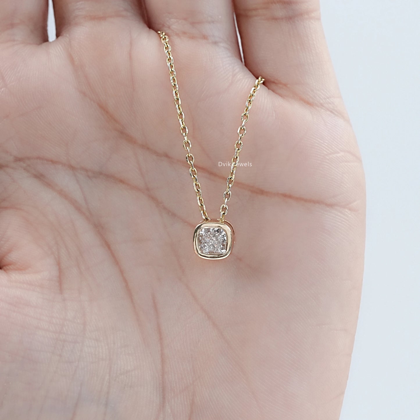 Cushion Lab Diamond Bezel Set Pendant