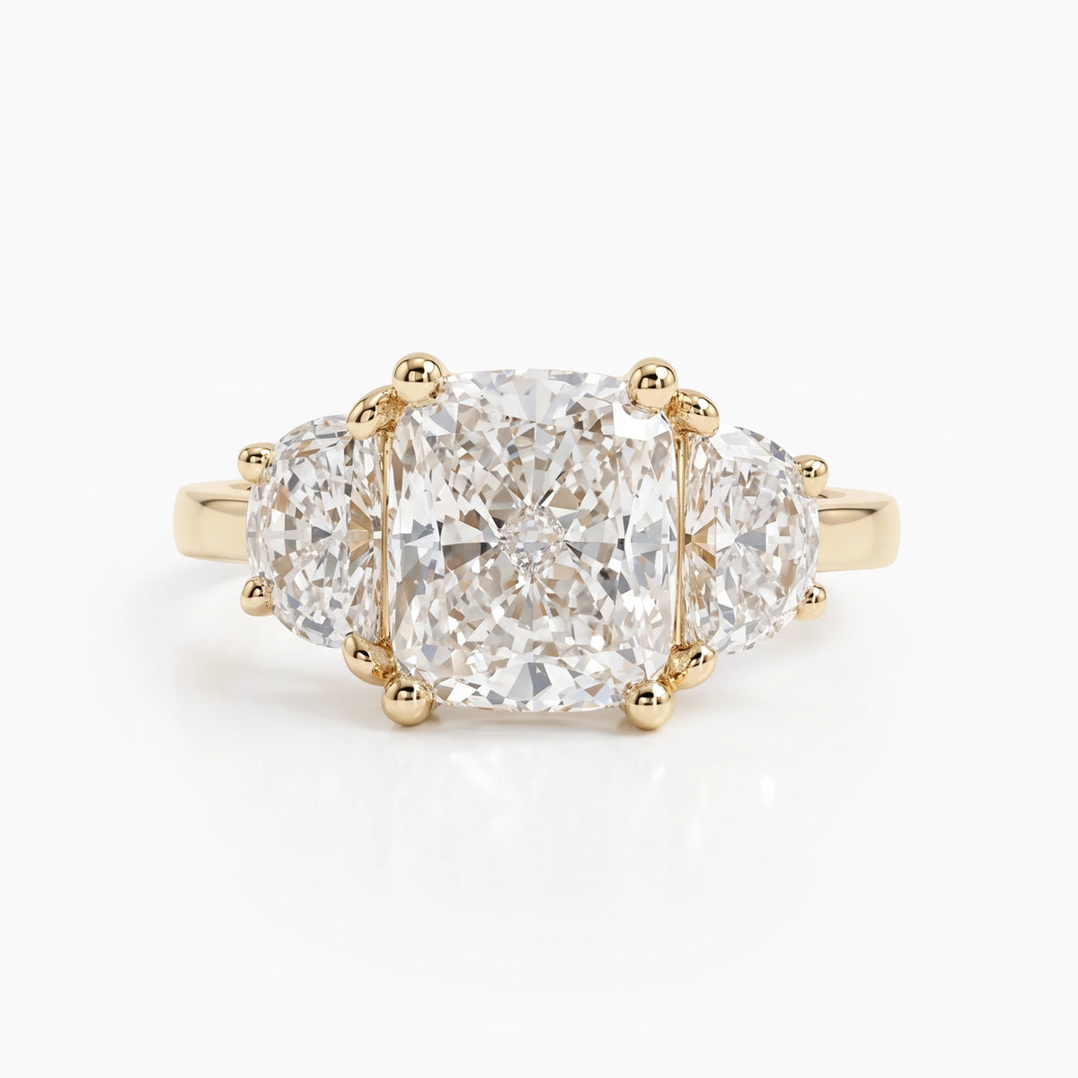 Cushion Cut Diamond Three Stone Ring Ring