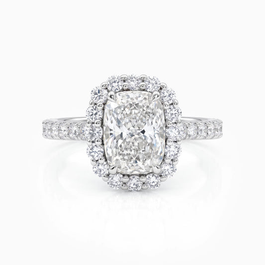 Cushion Cut Lab Diamond Halo Engagement Ring