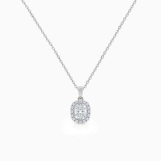 Cushion Cut Lab Grown Diamond Halo Pendant Necklace