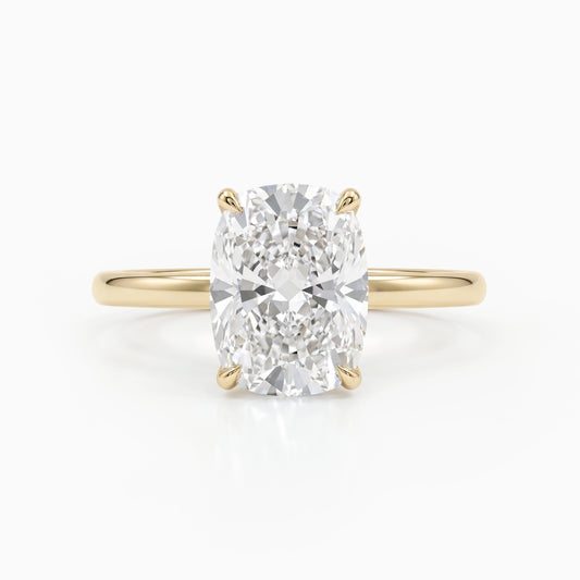 Cushion Cut Lab Grown Diamond Solitaire Engagement Ring Ring