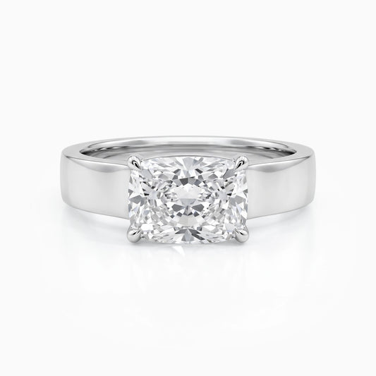 Cushion Cut Solitaire Lab Diamond Band Ring