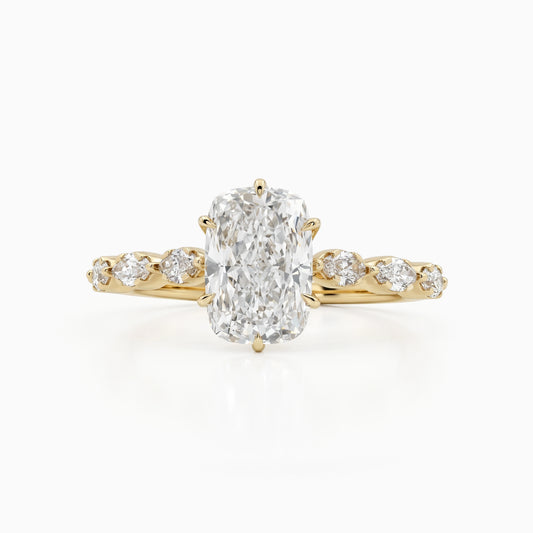 Cushion Diamond Accent Engagement Ring