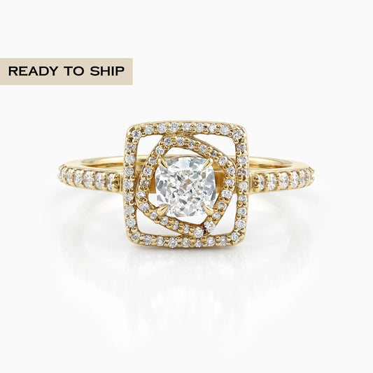 Cushion Diamond Halo Accent Ring