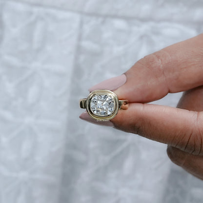 Old Mine Cushion Cut Diamond Solitaire Ring