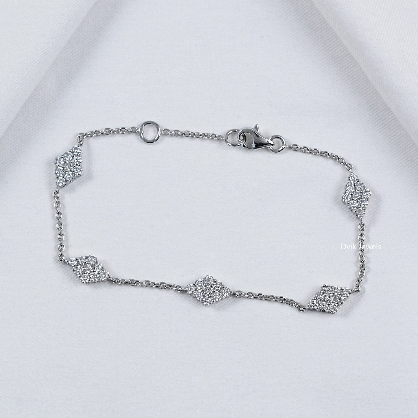 Round Cut Lab Diamond Flower Style Chain Bracelet