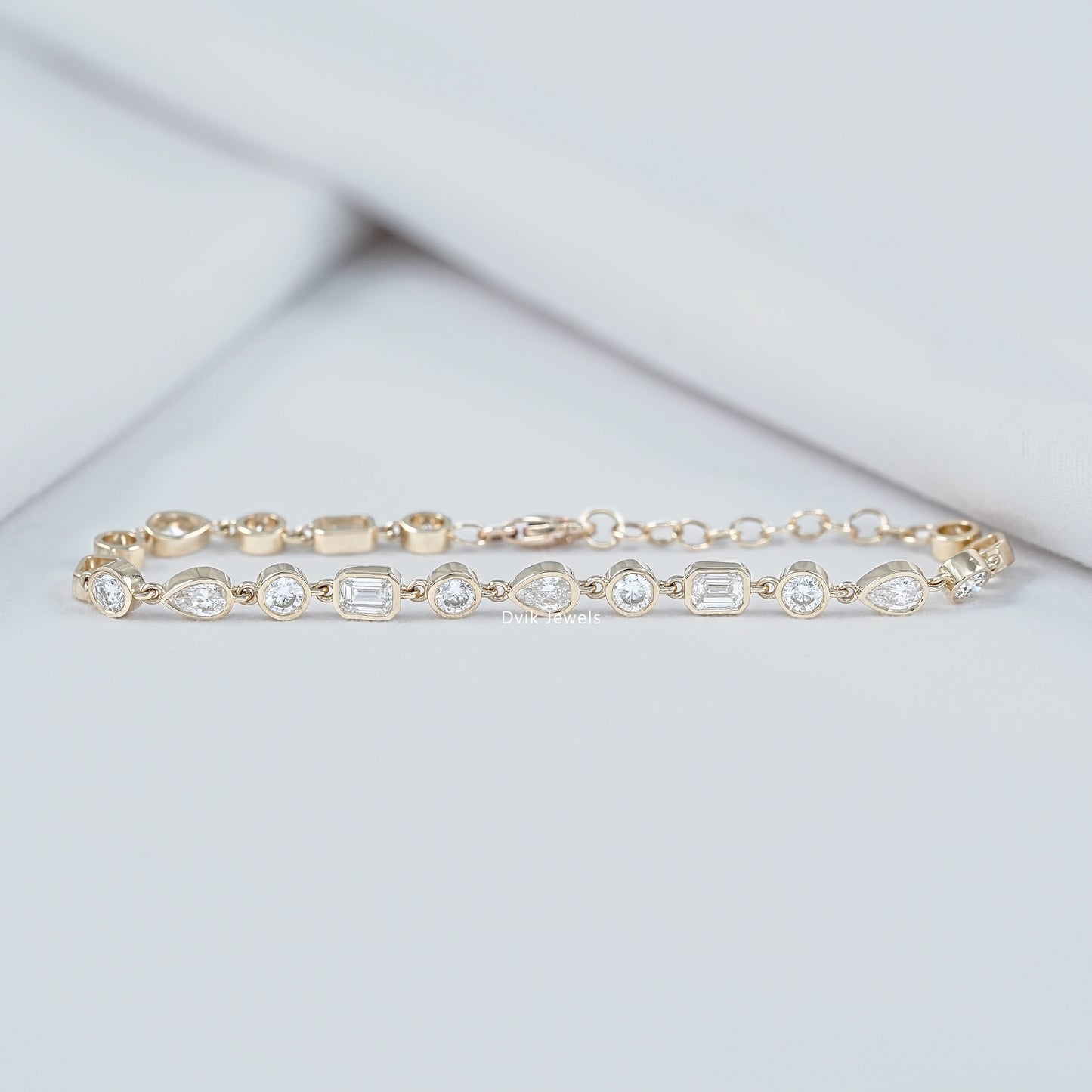Multi Shape Bezel Set Lab Grown Diamond Bracelet