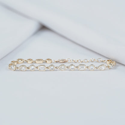 Multi Shape Bezel Set Lab Grown Diamond Bracelet