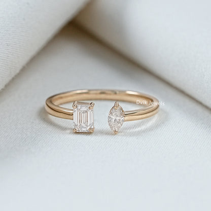 Marquise And Emerald Lab Diamond Toi Moi Ring