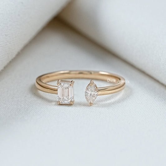 Marquise And Emerald Lab Diamond Toi Moi Ring
