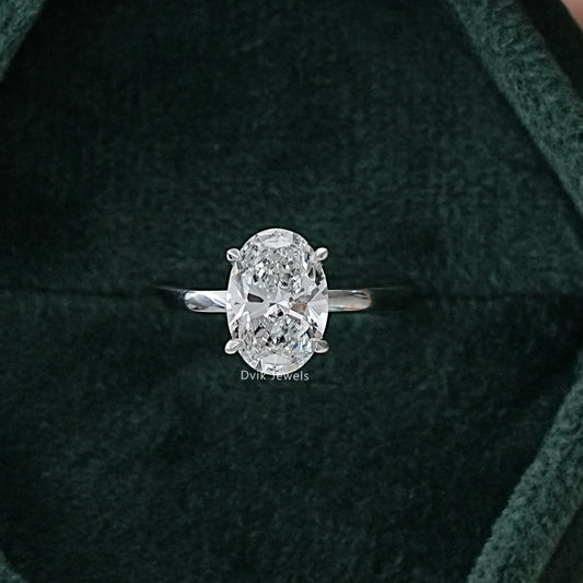 2 CT Oval Lab Diamond Solitaire Engagement Ring