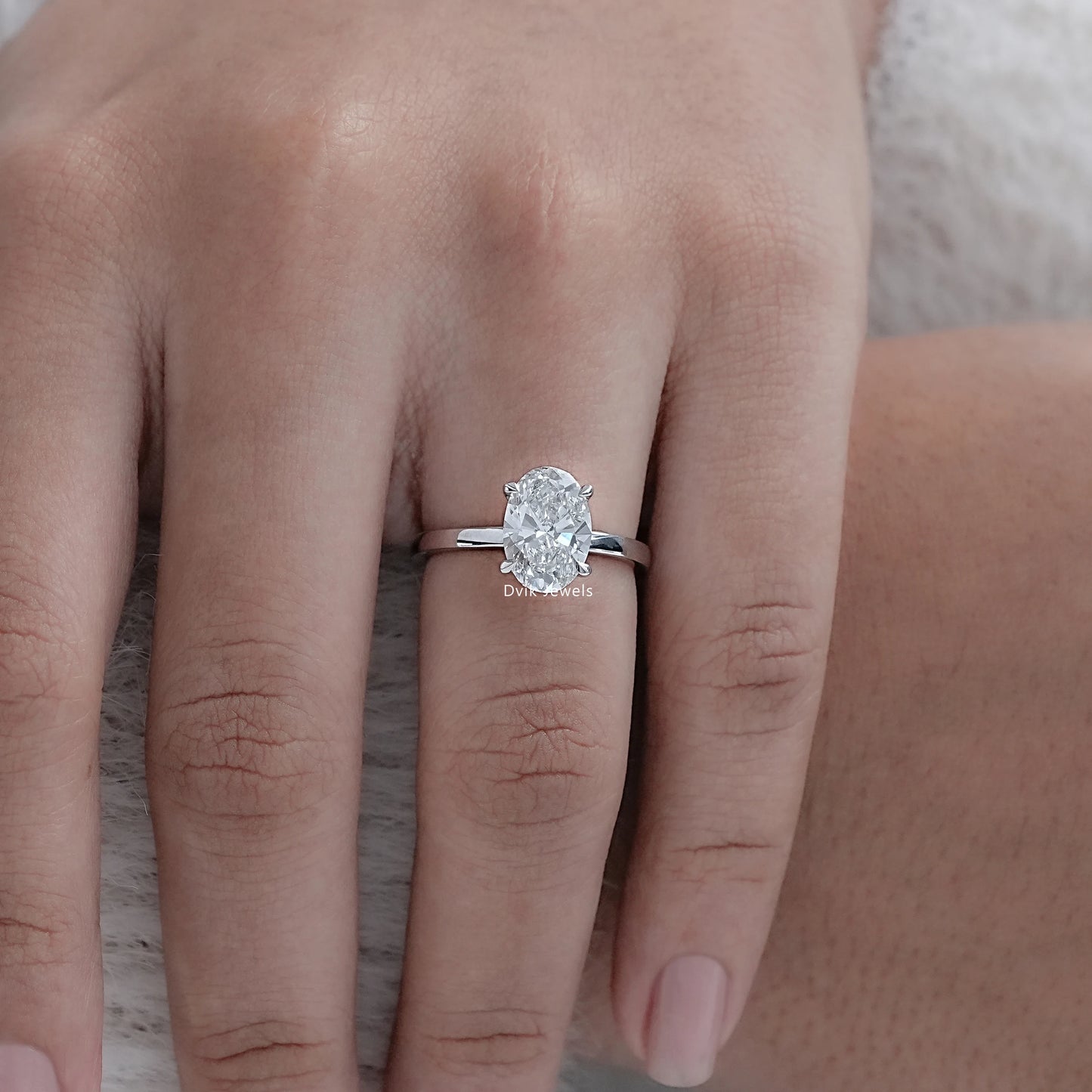 2 CT Oval Lab Diamond Solitaire Engagement Ring