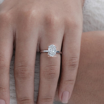 2 CT Oval Lab Diamond Solitaire Engagement Ring