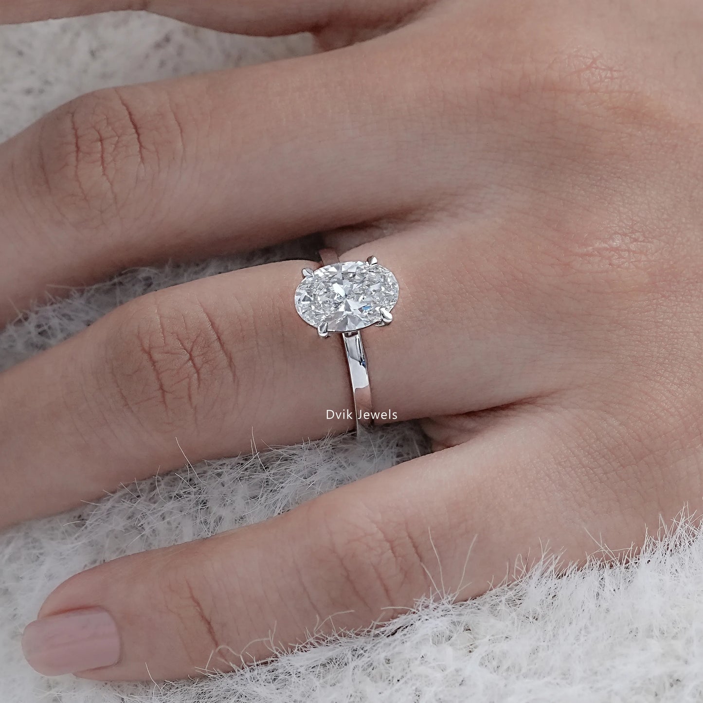 2 CT Oval Lab Diamond Solitaire Engagement Ring