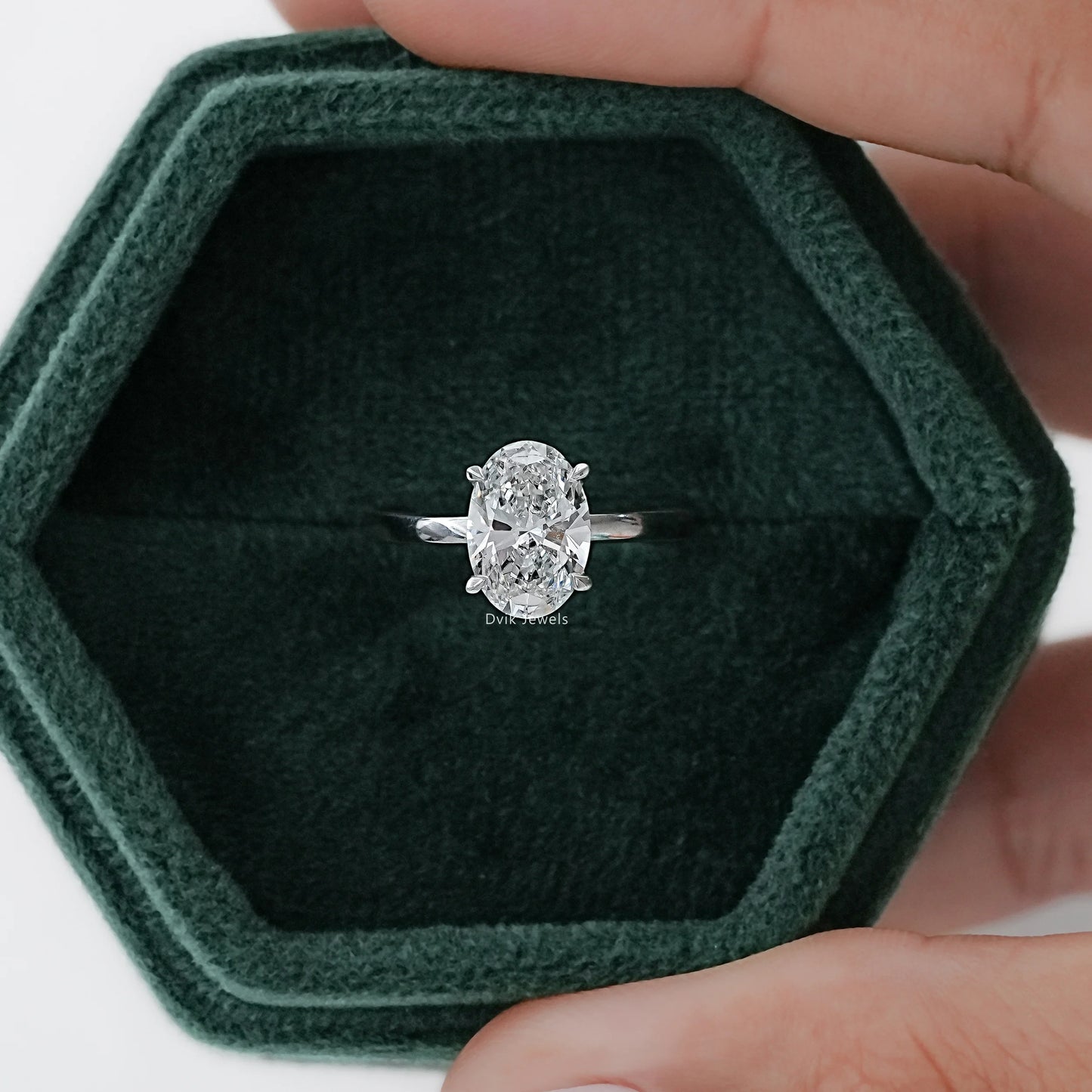 2 CT Oval Lab Diamond Solitaire Engagement Ring