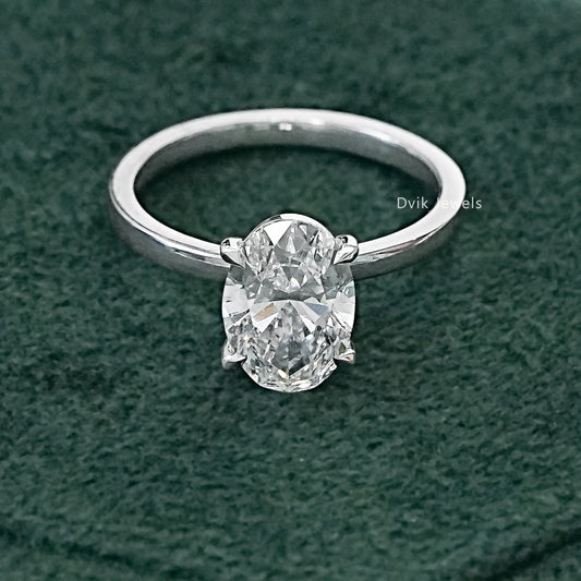 2 CT Oval Lab Diamond Solitaire Engagement Ring
