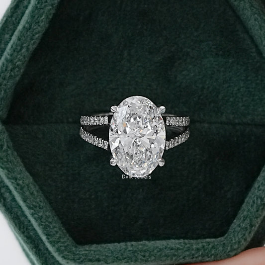 6 CT Oval Cut Lab Diamond Split Shank Accent Ring