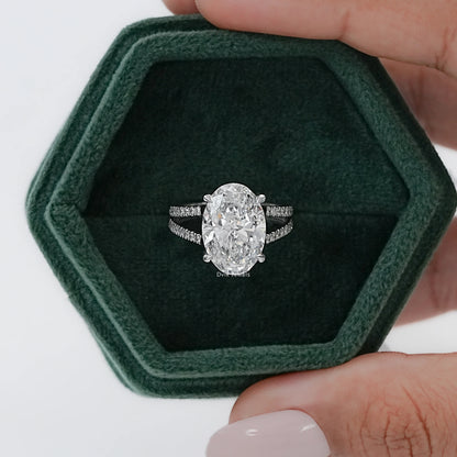 6 CT Oval Cut Lab Diamond Split Shank Accent Ring