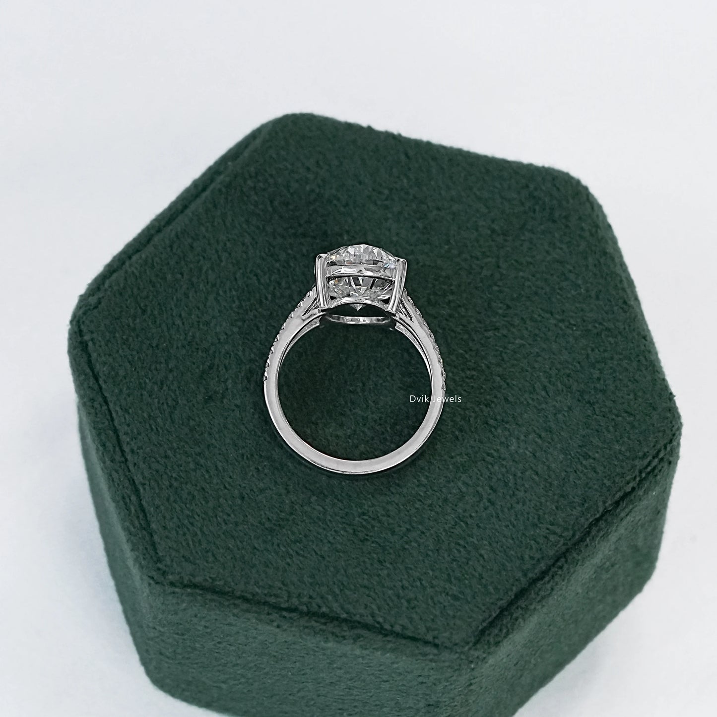 6 CT Oval Cut Lab Diamond Split Shank Accent Ring