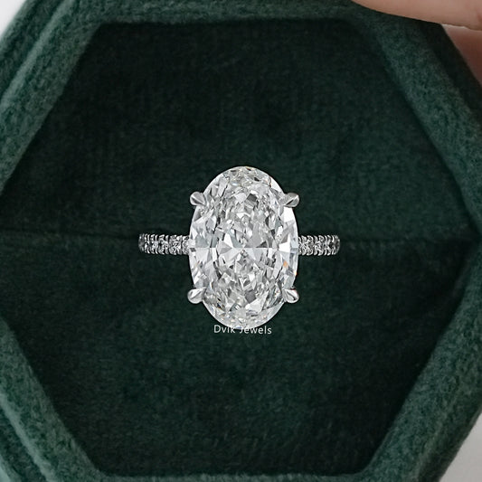 7 CT Oval Cut Lab Diamond Accent Set Ring