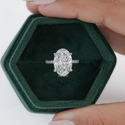 7 CT Oval Cut Lab Diamond Accent Set Ring