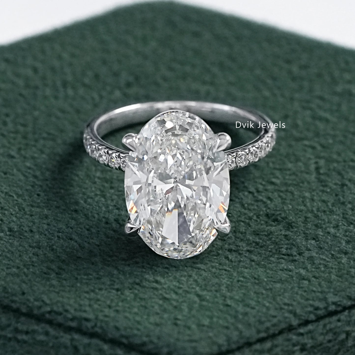 7 CT Oval Cut Lab Diamond Accent Set Ring