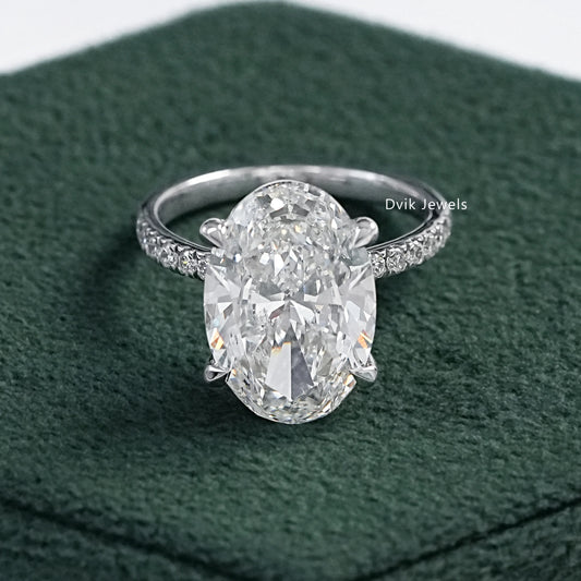 7 CT Oval Cut Lab Diamond Accent Set Ring