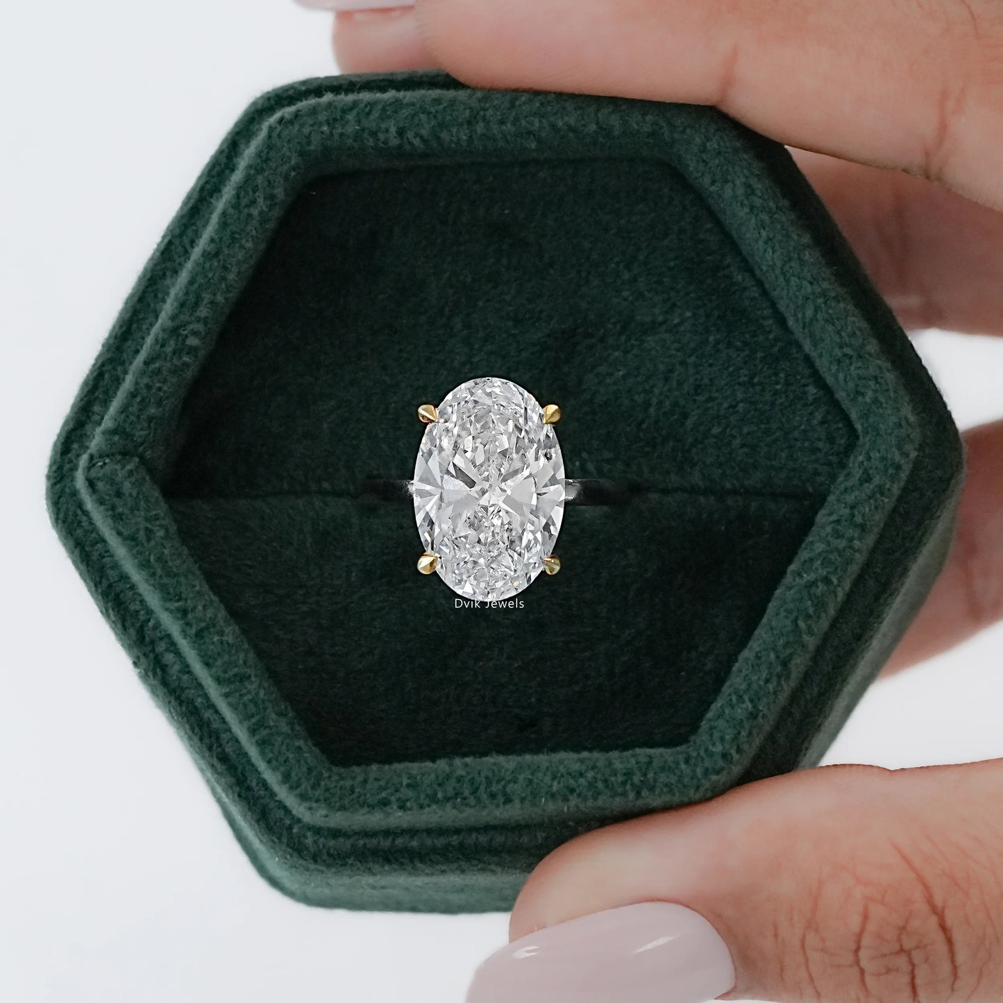 8 CT Oval Lab Diamond Hidden Halo Two Tone Ring