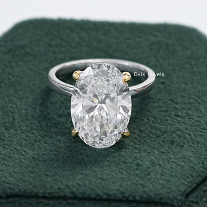 8 CT Oval Lab Diamond Hidden Halo Two Tone Ring