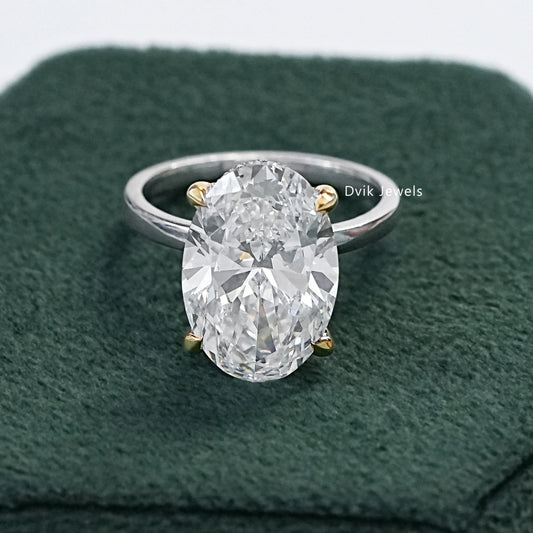 8 CT Oval Lab Diamond Hidden Halo Two Tone Ring