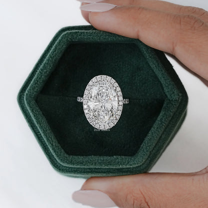 9 CT Oval Lab Diamond Halo Accent Engagement Ring