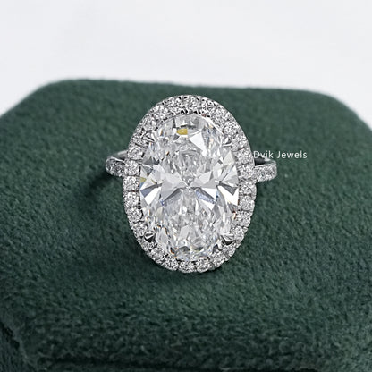 9 CT Oval Lab Diamond Halo Accent Engagement Ring