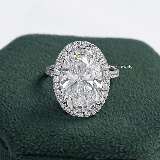 9 CT Oval Lab Diamond Halo Accent Engagement Ring