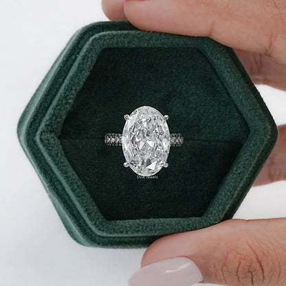 10 CT Oval Cut Lab Diamond Three Row Engagement Ring